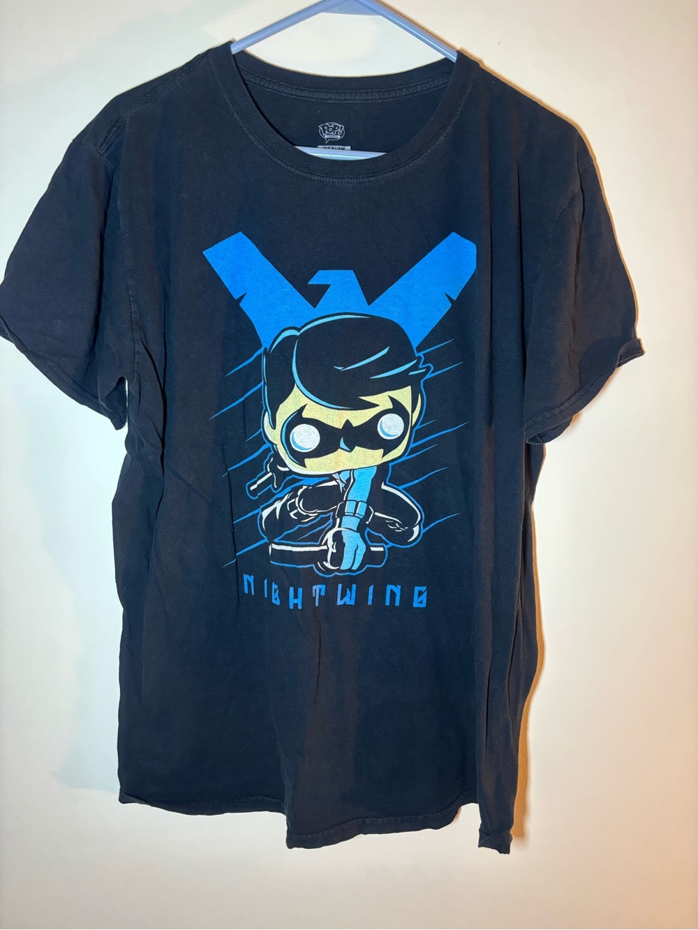 Funko Nightwing Black Tee with Blue and Yellow Graphic